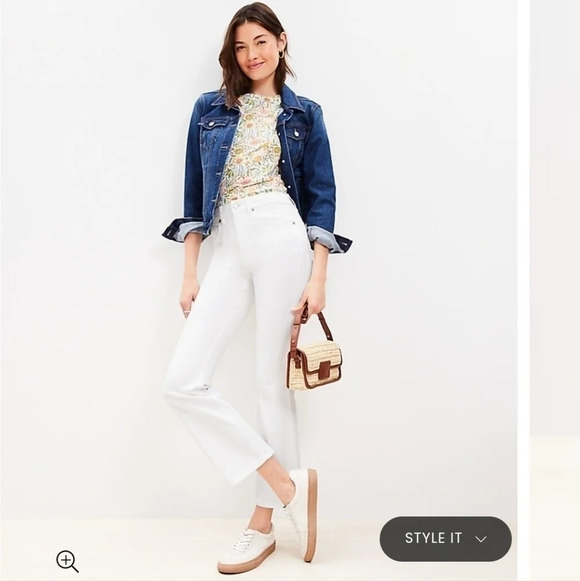 LOFT 6P 28P Petite High Rise Kick Crop Jeans White - Picture 2 of 4